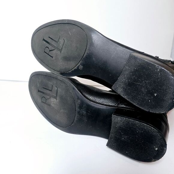 90s Lauren Ralph Lauren Mariella Pebbled Leather Two Tone Riding Boots Size 8 - Picture 8 of 9
